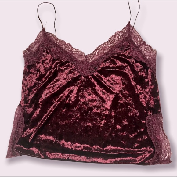 🌟SALE 2/$10.00‼️ ARDENE Womens Burgundy crop top/ spaghetti straps /Lace size M - Picture 4 of 7